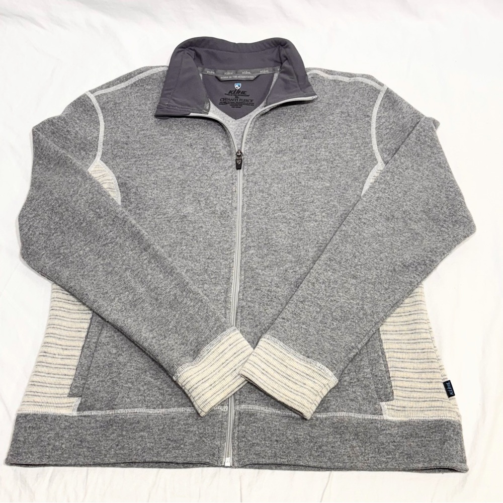 KUHL Womens Size XL Chianti Fleece Grey Full Zip Up Sweater Jacket Gorpcore